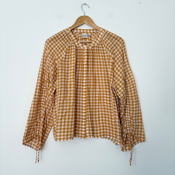 GAP ruched sleeve gingham top - Picture 8 of 8